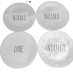 Set of 4 Rae Dunn 10" Melamine Plates Artisan Collection by Magenta White Black